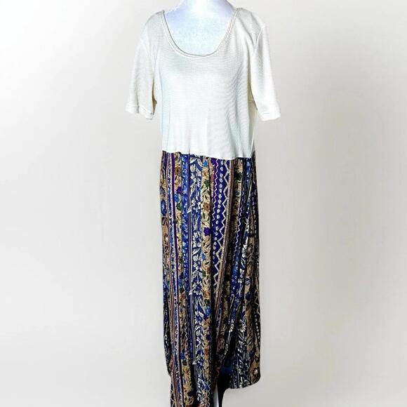 Vintage Studio Ease Maxi Dress Thermal Waffle Knit Top Boho Art Cottage NWT Sz16 - Picture 4 of 15